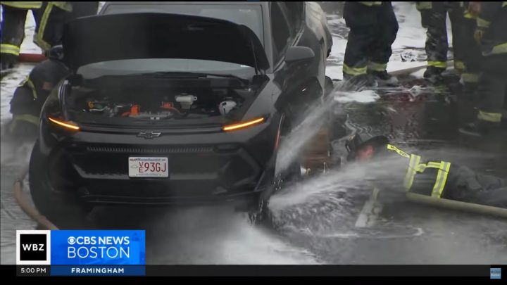 Chevy Equinox RV RS fire being extinguished.