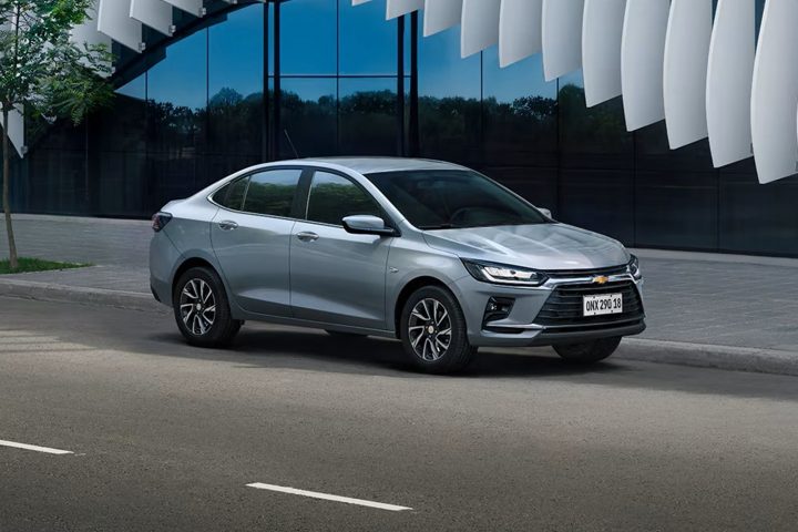 Front three-quarter view of the 2026 Chevy Onix Plus for Brazil.
