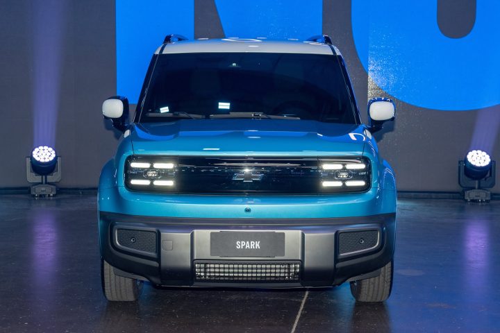 Front end view of the 2026 Chevy Spark EUV for Argentina.